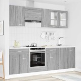 vidaXL Set de dulapuri de bucătărie cu sertar Lyon 8 pcs Gri Sonoma 3388349