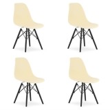 Cumpara ieftin Set 4 scaune stil scandinav, Artool, Osaka, PP, lemn, crem si negru, 46x54x81 cm