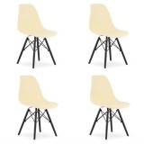 Set 4 scaune stil scandinav, Artool, Osaka, PP, lemn, crem si negru, 46x54x81 cm GartenVIP DiyLine