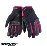 Manusi femei pentru scuter - motocicleta Urban vara Seventy model SD-C50 negru/roz &ndash; degete tactile XS (6 cm)