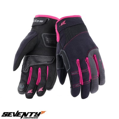 Manusi femei pentru scuter - motocicleta Urban vara Seventy model SD-C50 negru/roz &amp;ndash; degete tactile XS (6 cm) foto