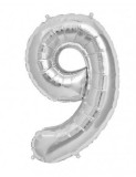 Balon Folie Cifra 9 Argintiu - 100 cm