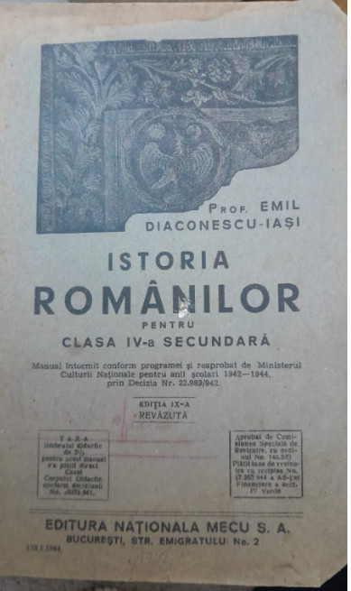 1944 Emil Diaconescu Iasi, Istoria Romanilor clasa IV-a secundara, regalitate
