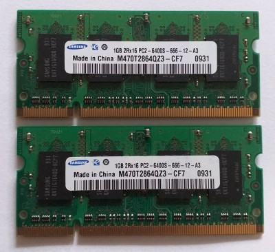 Kit DUAL-CHANNEL RAM laptop 2 GB / DDR2 / 800 MHz / PC2-6400 (2 x 1 GB) foto