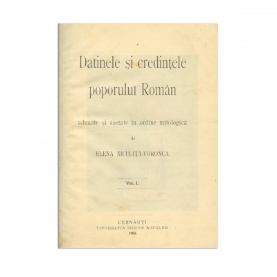 Elena Niculiță-Voronca, Datinile și credințele poporului rom&amp;acirc;n, 1903 foto