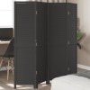 VidaXL Paravan de cameră cu 4 panouri, negru, lemn masiv paulownia 358849