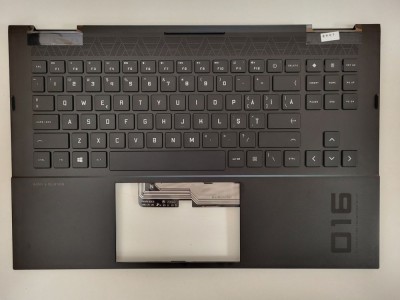 Carcasa superioara cu tastatura palmrest Laptop, HP, Omen 16-B, TPN-Q265 (2021), M62262-001, M62262-271, 44G3KTATP70, iluminata RGB 8 pini, layout US foto