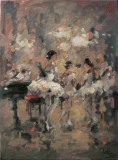 Pictura ulei pe panza &quot;Inainte de spectacol&quot; 30x40cm, Tablou impresionist, Pictor roman, 2025