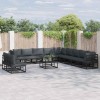 VidaXL Set de canapele pentru grădină cu pernă 11 pcs Negru Aluminiu 3378880