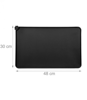 Covoras silicon pentru animale, antialunecare bol hrana animale, 48 x 30 cm, Negru foto