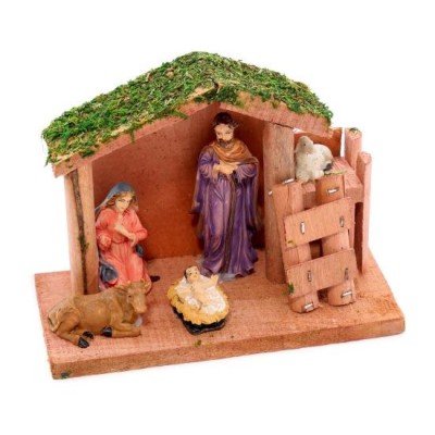Decoratiune Craciun, polirasina, lemn, Nasterea lui Iisus, iesle cu animale, 15x6.5x11 cm, Magic Home GartenVIP DiyLine foto