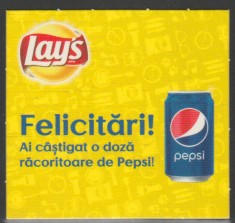 2024 Romania - Vigneta tip voucher castigator LAY&amp;#039;S, vinieta Pepsi foto