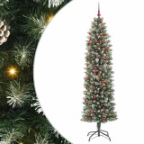 Cumpara ieftin Copac Artificial Slăb de Crăciun cu 300 LED Verde și alb 210 cm