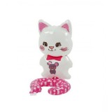 Balon din folie metalizata, flippy, figurine animalute, tip bratara, model pisica, 13 x 35 cm, ambalaj individual, pai inclus, umflare cu aer sau heli