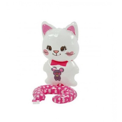 Balon din folie metalizata, flippy, figurine animalute, tip bratara, model pisica, 13 x 35 cm, ambalaj individual, pai inclus, umflare cu aer sau heli foto