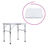 Cumpara ieftin Masa camping pliabila aluminiu mdf alb Kepi 60x45x55 cm