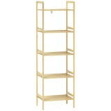 HOMCOM Raft de Depozitare pentru Baie cu 5 Niveluri, 43,5x31,5x142 cm, Lemn Natural | Aosom Romania
