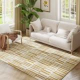 HOMCOM Covor de living 200 x 140 cm fir scurt lavabil &icirc;n mașină hipoalergic pentru living, dormitor, birou, galben | Aosom Romania