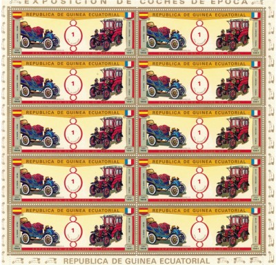 GUINEEA ECUATORIALA 1976 &amp;ndash; Masini de epoca / 7 coli complete MNH (10 serii complete) foto