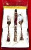 Set Botez Argintat Vintage Sheffield 3 Piese, Cutie Originală, Anglia Sec. XX, Tac&acirc;muri Copii
