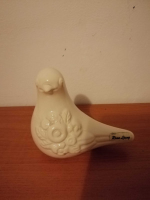 Figurina Pasare ceramica alba Deco Vintage Rosa Ljung Suedia foto