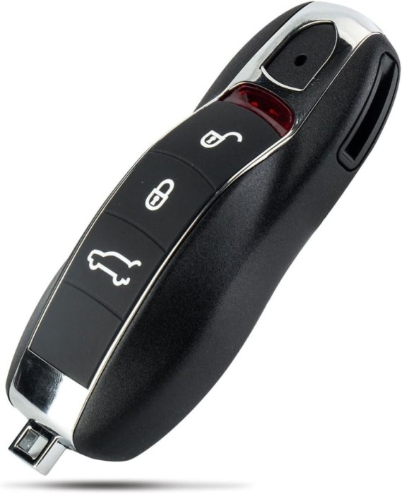 Cheie Auto Completa Programabila, compatibila Porsche Cayenne, 911, Boxster &ndash; 3 butoane, FCC KR55WK50138 / KR55WK50136, cu cip si baterie