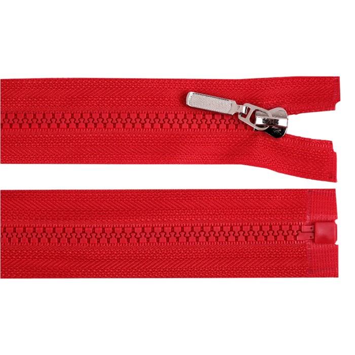 Fermoar detasabil din plastic cu glisor decorativ, lungime 60 cm, Rosu