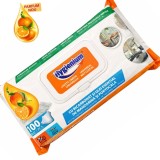 Cumpara ieftin Servetele umede cu otet si bicarbonat Hygienium, parfum mandarine (ulei esential), pachet XXL 100 buc