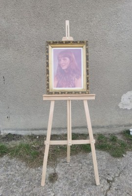 Tablou vechi portret, fata roscata. Rama veche de tablou! foto