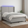 VidaXL Pat cu arcuri, saltea și LED, gri deschis, 140x190 cm, textil 3138229