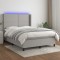 vidaXL Pat cu arcuri, saltea și LED, gri deschis, 140x190 cm, textil 3138229