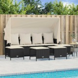 Cumpara ieftin Set mobilier de grădină cu perne, 5 piese, negru, poliratan
