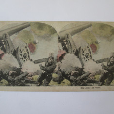Fotografie sterosc.policr.pe carton 176 x 86 mm:Tunuri mari in acțiune WWI
