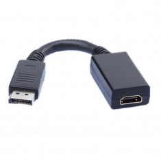 Adaptor DeTech DisplayPort (male) la HDMI (female), negru foto