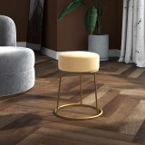 VidaXL Taburet rotund, culoarea caisei, catifea