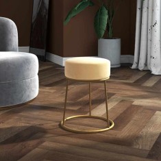 vidaXL Taburet rotund, culoarea caisei, catifea foto