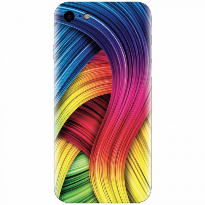 Husa silicon pentru Apple Iphone 6 Plus, Curly Colorful Rainbow Lines Illustration