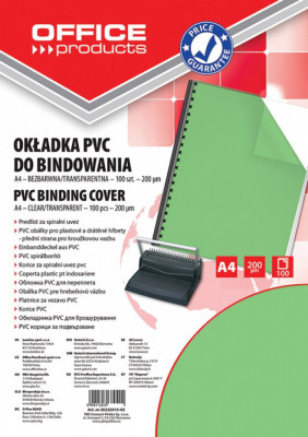 Coperta Plastic Pvc, 200 Microni, A4, 100/top Office Products - Verde Transparent foto