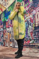 D851-121 Geaca fashion lunga cu imprimeu in degrade