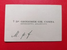 Carte de vizita Episcopul Aradului Dr. Grigorie Gh. Comsa