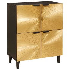 vidaXL Dulap lateral cu depozitare Negru și Aur 60 x 33.5 x 75 cm