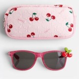 Ochelari de Soare pentru Copii cu Husa Matlasata, Roz cu Cirese, CMCLASS