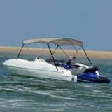 vidaXL Parasolar barcă Bimini cu 3 arcuri, gri, 182x184x136 cm