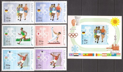 AJMAN 1969 SPORT J.O. DE VARA ( serie dt. + colita ndt.) MNH foto
