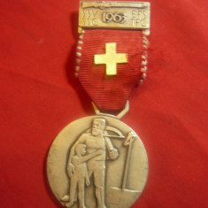 Medalie Elvetia -Wilhelm Tell -Simbolul Libertatii 1963 ,bronz si metal argintat
