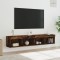 Comode TV cu lumini LED, stejar fumuriu, 80x30x30 cm