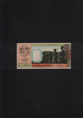 Rar! Vietnam bilet de loterie 10$ 1965 seria378841 foto
