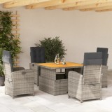 Cumpara ieftin Set mobilier de grădină cu perne, 5 piese, gri, poliratan