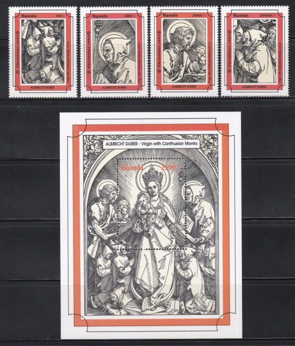 Uganda 1993 - Crăciun - Tablouri de D&uuml;rer, Serie scurta + Colita, MNH