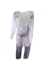 Pijama cu maneca lunga pentru gravide si alaptat Nicoletta 7344-XL, Roz foto